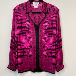 Escada 44EUR Silk Magenta Abstract Print Blouse